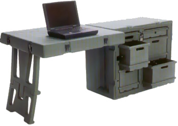 Tactical Desks are available in several colors. Black, Tan or other options.